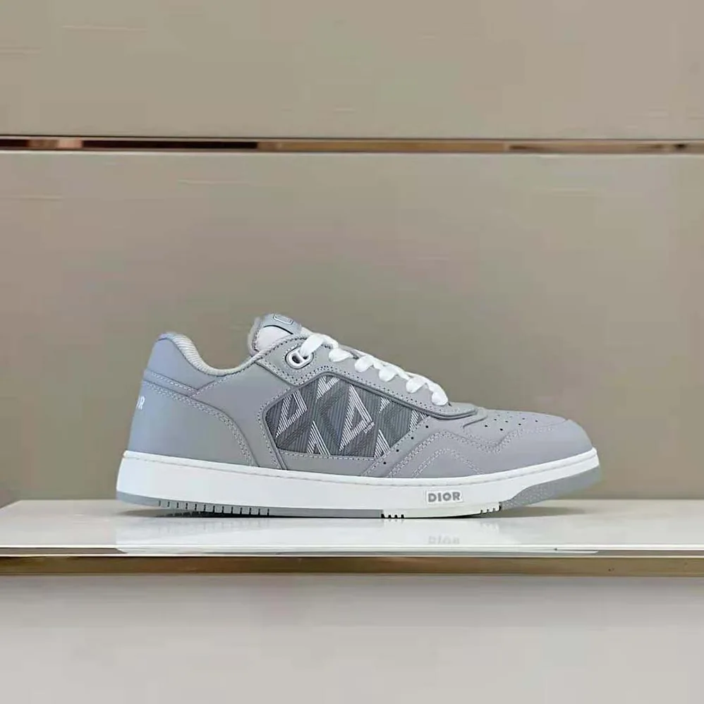 Dior B101 Sneaker Dior Gray Smooth Calfskin and CD Diamond Canvas for Men