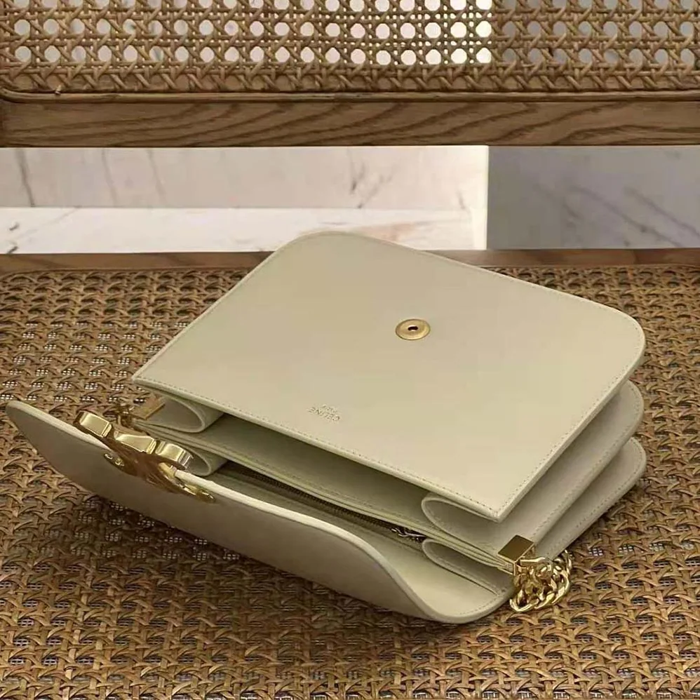 Celine Classique Triomphe Bag in Shiny Calfskin for Women in Beige