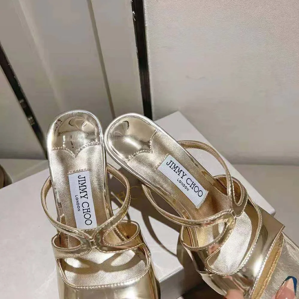 Jimmy Choo Anise 95 Gold Liquid Metal Leather Mules for Women Jimmy Choo Anise 95 Gold Liquid Metal Leather Mules for Women