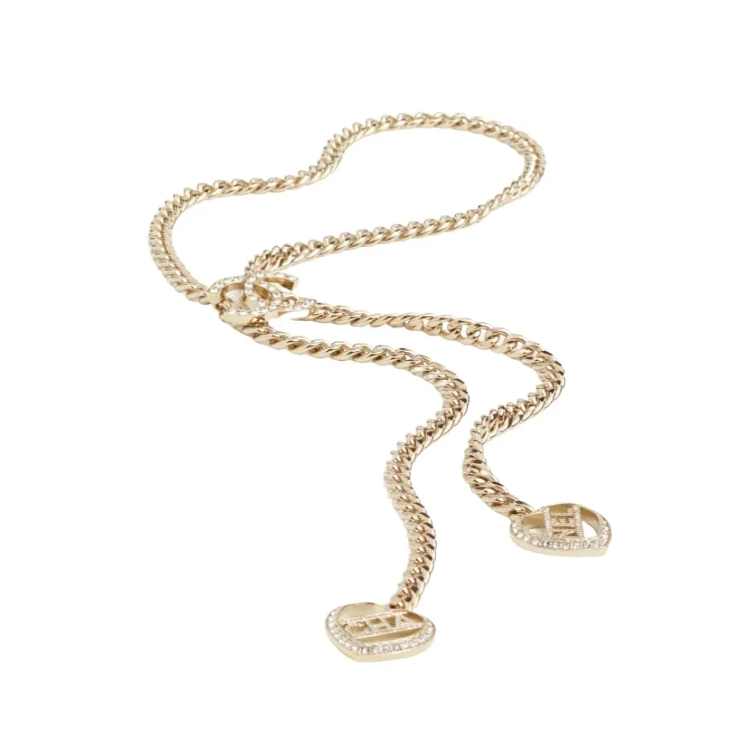 Chanel Pearl Heart Necklace Gold