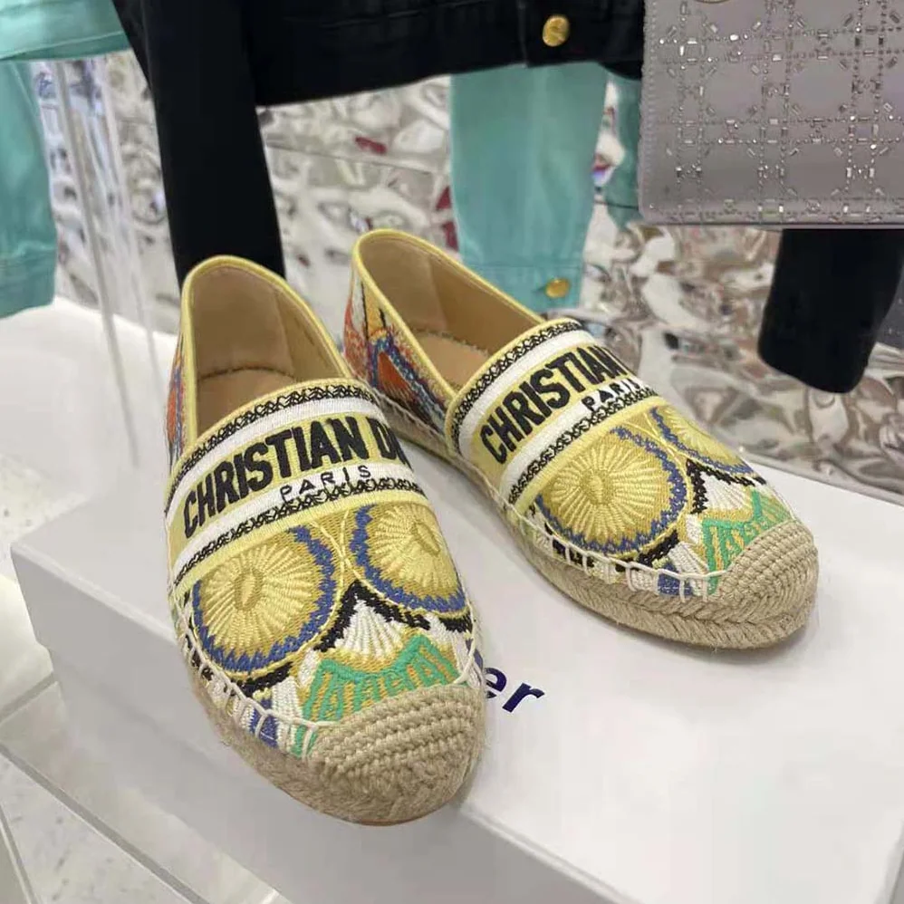 Dior Granville Espadrille Turquoise Dior In Lights Embroidered Cotton for Women Dior Granville Espadrille Turquoise Dior In Lights Embroidered Cotton for Women