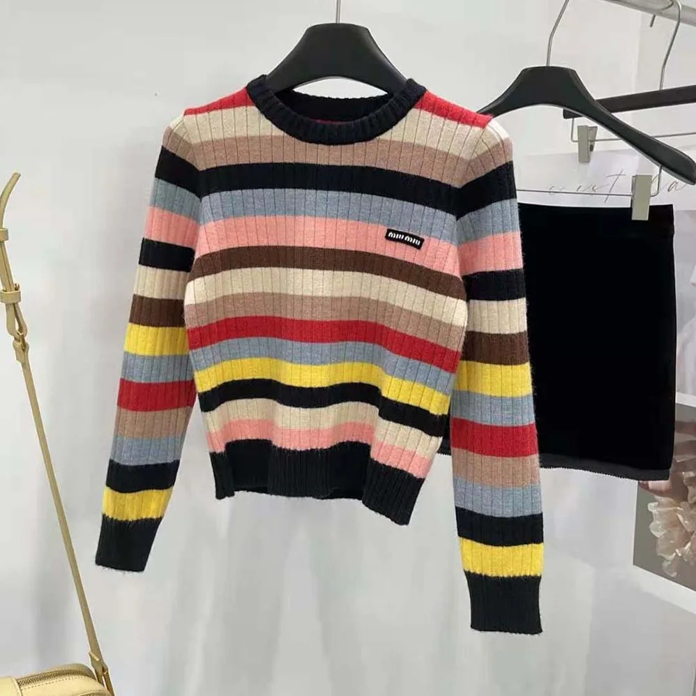 Miu Miu Cashmere Sweater with Logo Patch for Women