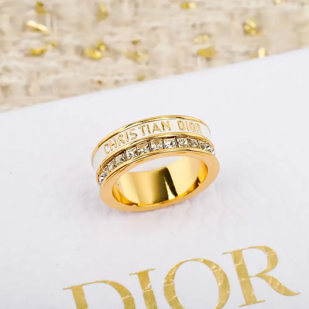 Dior Night Code Ring Gold-Finish Metal White Crystals and White Lacquer for Women Dior Night Code Ring Gold-Finish Metal White Crystals and White Lacquer for Women