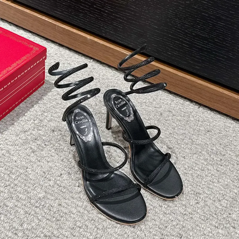 Rene Caovilla Cleo Black Sandal 80 for Women