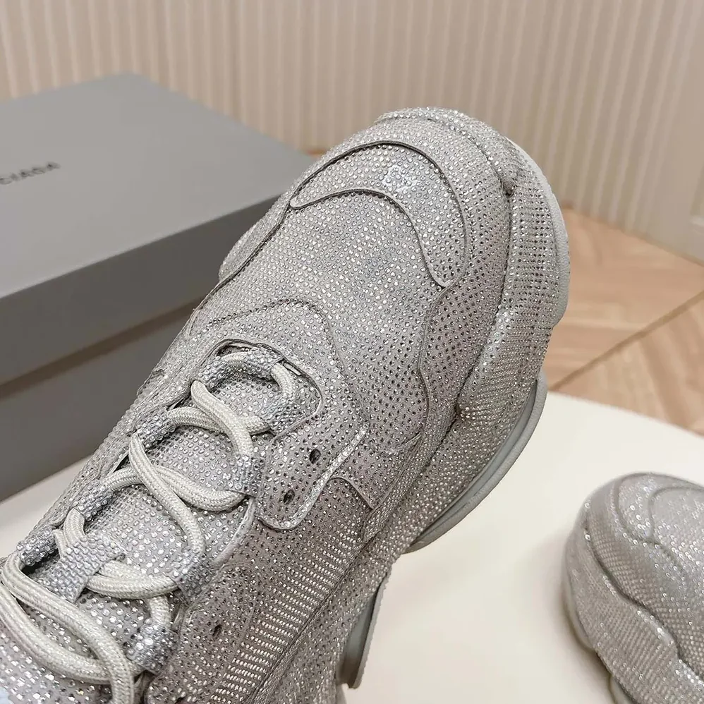 Balenciaga Triple S Sneaker with Rhinestones in Dark Grey for Unisex Balenciaga Triple S Sneaker with Rhinestones in Dark Grey for Unisex