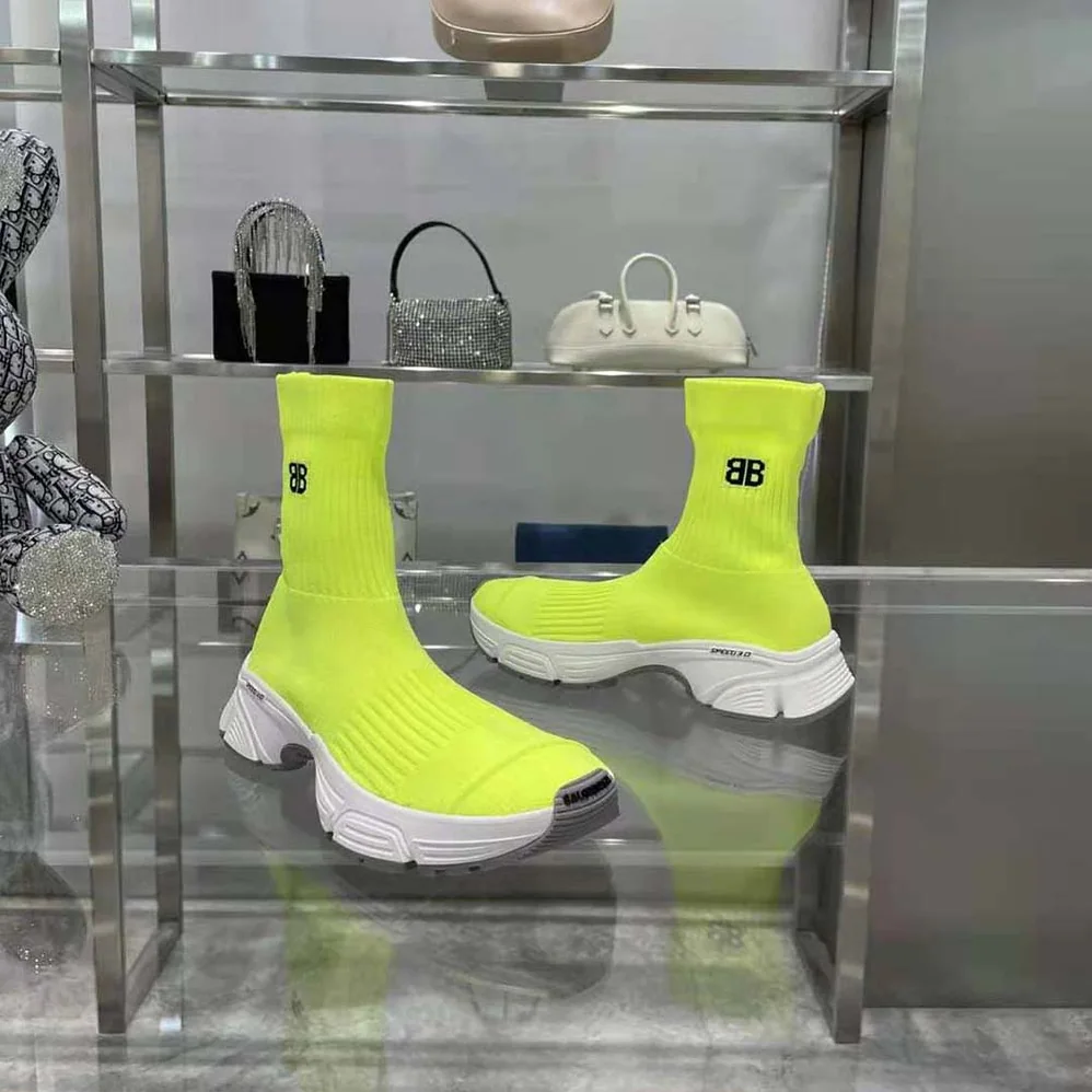 Balenciaga Speed 3.0 Sneaker in Neon Yellow Recycled Knit for Women