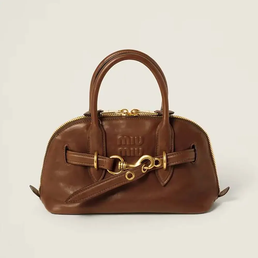 Miu Miu Aventure Nappa Leather Top-handle Bag for Women in Brown Miu Miu Aventure Nappa Leather Top-handle Bag for Women in Brown