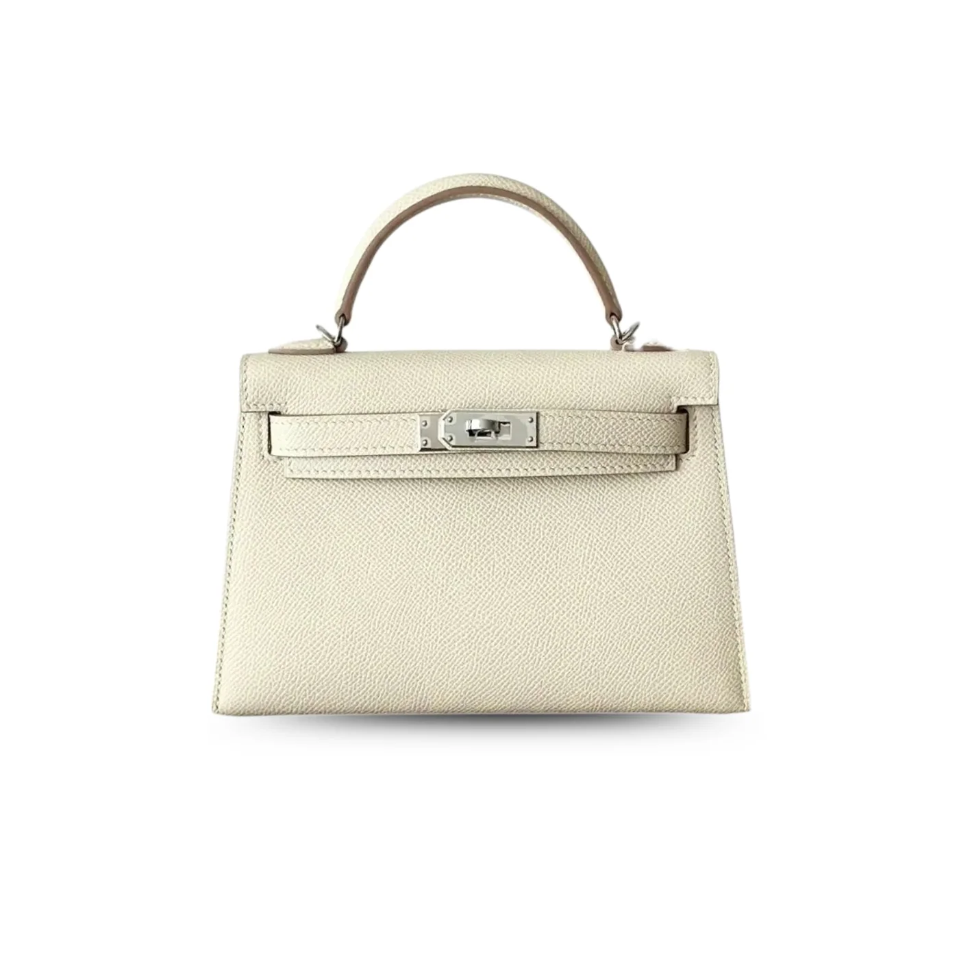 Hermes Kelly Mini Top Handle Bag in Craie Epsom Palladium Hardware