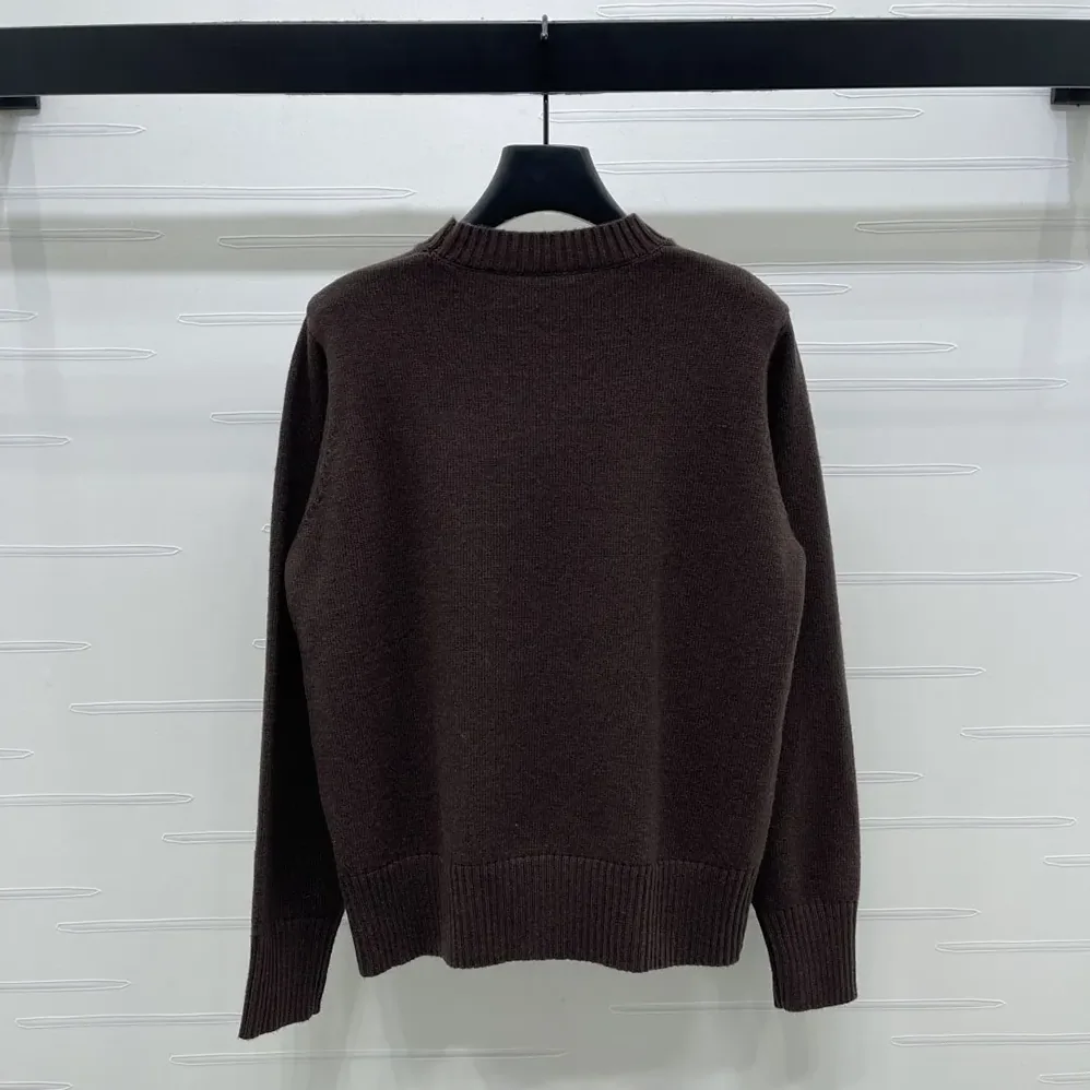 Prada Cashmere And Wool Prada Logo Crew-Neck Sweater for Men in Dark Brown