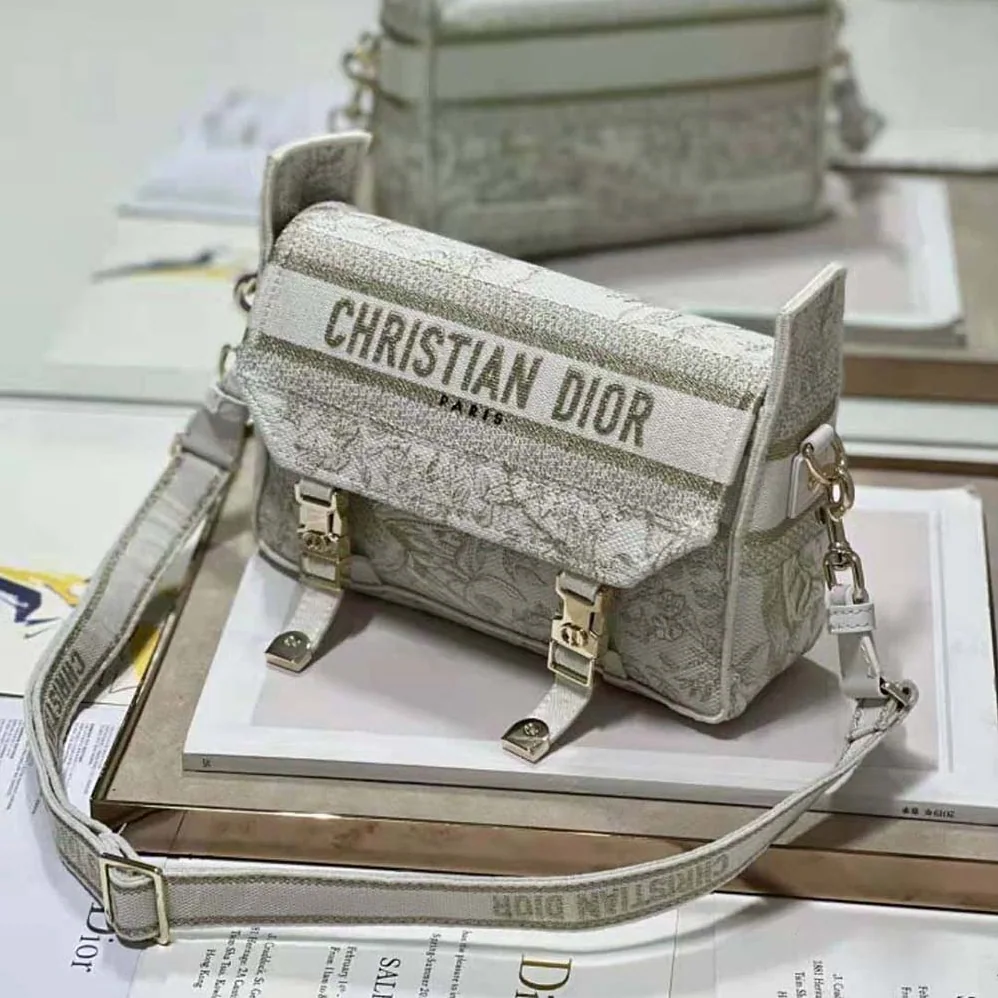 Dior Small Diorcamp Bag Dior Jardin d'Hiver Embroidery with Gold for Women in Tone Metallic Thread