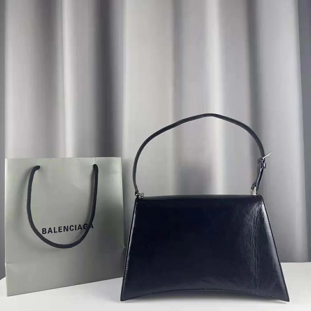 Balenciaga Crush Medium Sling Bag in Black Paper Calfskin for Women