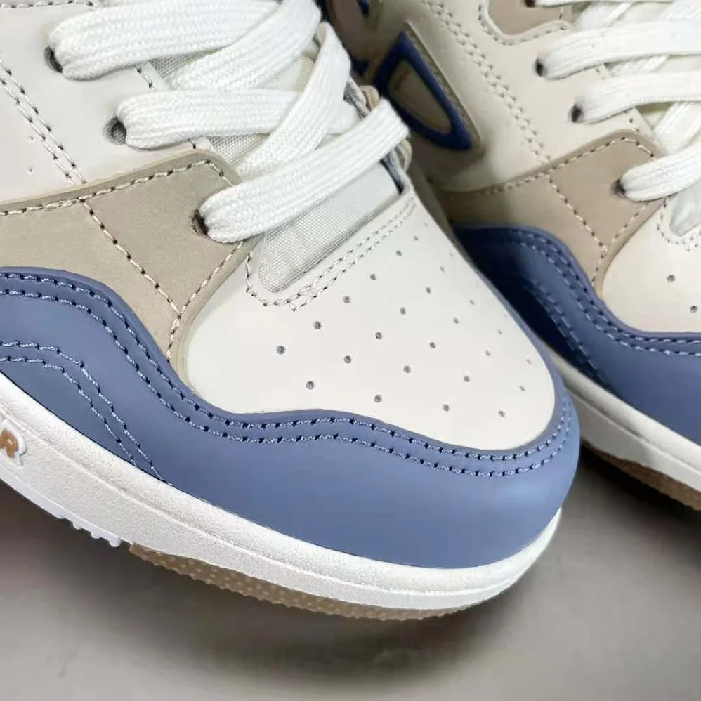 Dior B57 Mid-Top Sneaker Blue and Cream Smooth Calfskin and Beige Suede for Men