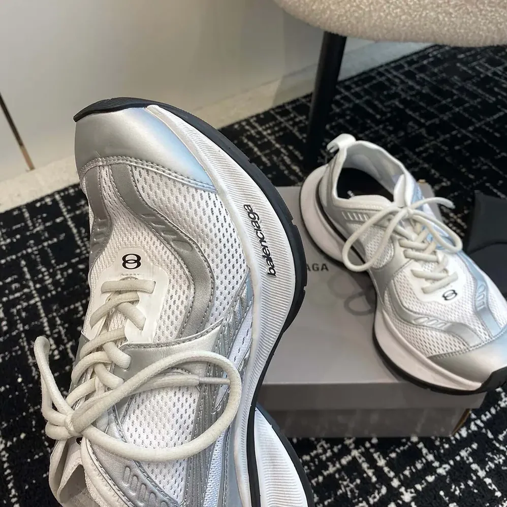 Balenciaga Circuit Sneaker in White and Silver Polyester for Unisex