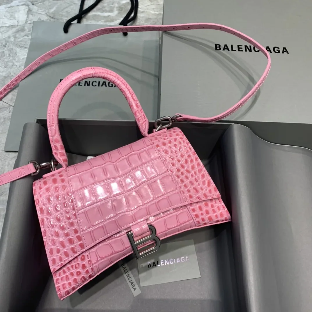Balenciaga Hourglass Small Handbag In Dark Pink Balenciaga Hourglass Small Handbag In Dark Pink