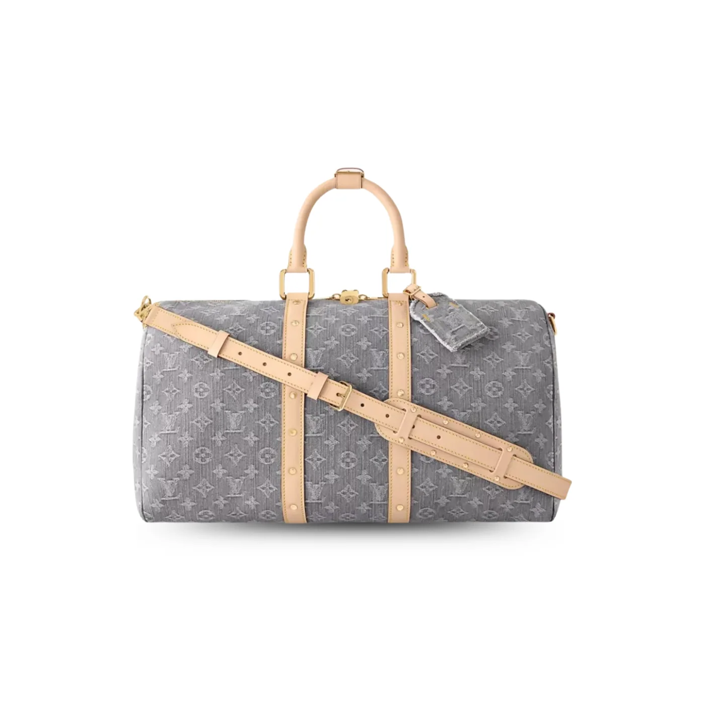 Louis Vuitton Keepall Bandouliere 45 Travel Bag in Cloudy Gray Gold Hardware Louis Vuitton Keepall Bandouliere 45 Travel Bag in Cloudy Gray Gold Hardware
