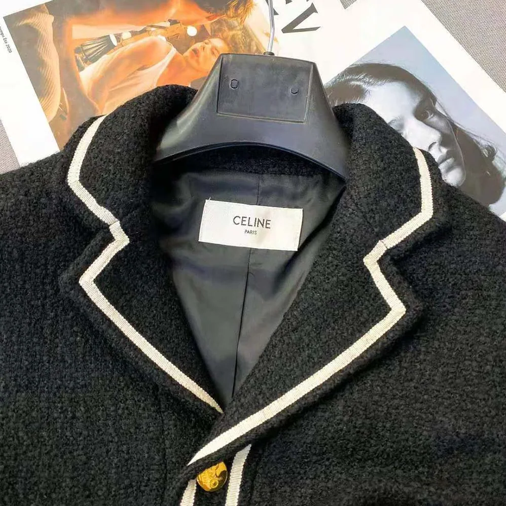 Celine Chasseur Jacket in Boucle Tweed for Women in Black Celine Chasseur Jacket in Boucle Tweed for Women in Black