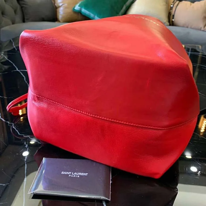 Saint Laurent YSL Teddy Drawstring Bag Smooth Leather for Women in Red Saint Laurent YSL Teddy Drawstring Bag Smooth Leather for Women in Red