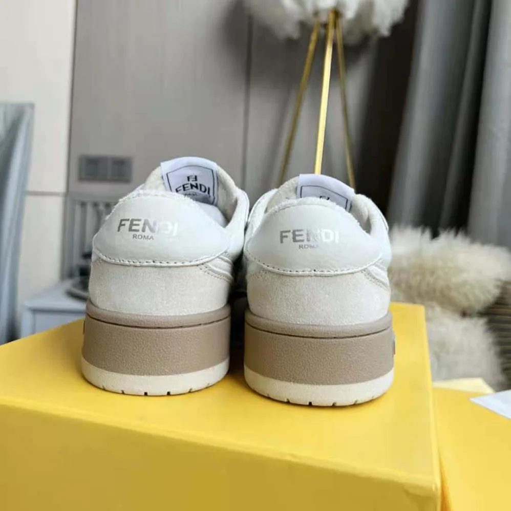 Fendi Match White Suede Low Tops for Unisex Fendi Match White Suede Low Tops for Unisex