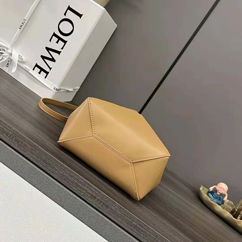 Loewe Mini Puzzle Fold Tote in Shiny Calfskin for Unisex in Brown Loewe Mini Puzzle Fold Tote in Shiny Calfskin for Unisex in Brown
