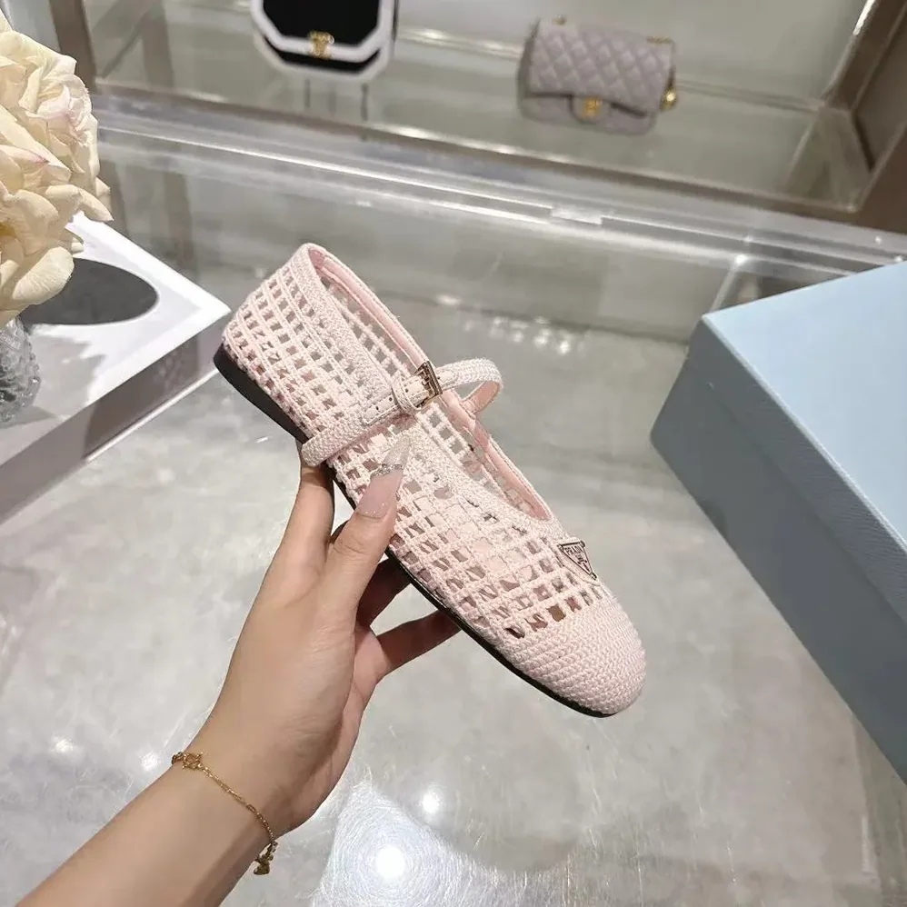 Prada Crochet Ballerinas for Women in Orchid Pink