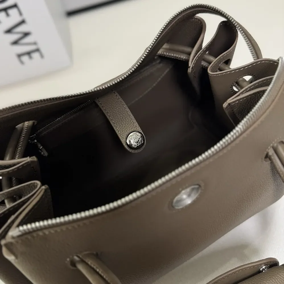 Loewe Small Madrid Bag in Supple Grained Calfskin for Women in Gray Loewe Small Madrid Bag in Supple Grained Calfskin for Women in Gray