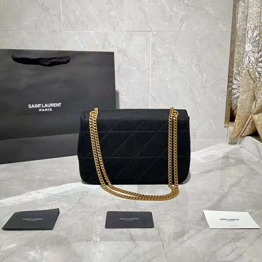 Saint Laurent YSL Jamie Medium Carre Rive Gauche in Jersey for Women in Black Saint Laurent YSL Jamie Medium Carre Rive Gauche in Jersey for Women in Black