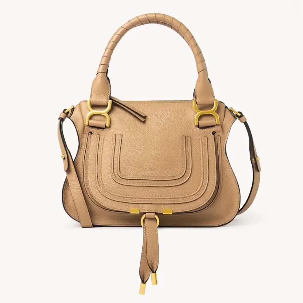 Chloe Small Marcie Bag in Grained Leather for Women in Milky Brown Chloe Small Marcie Bag in Grained Leather for Women in Milky Brown