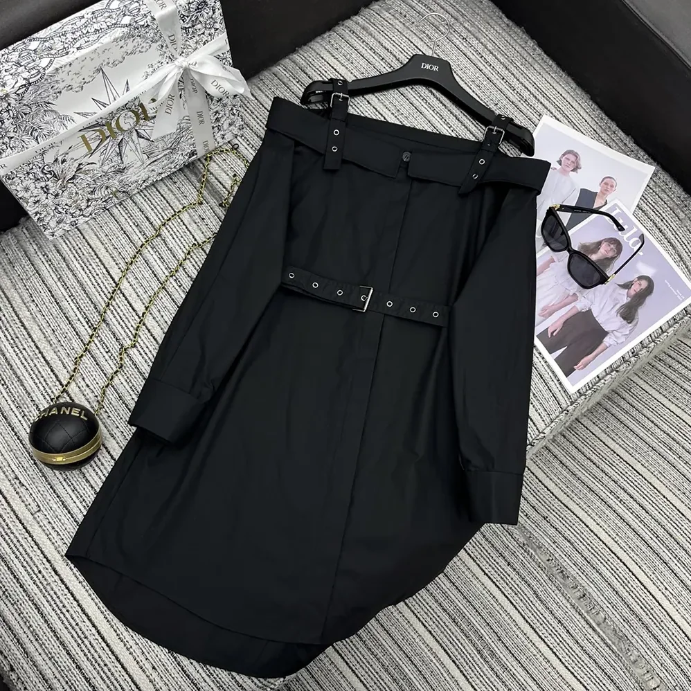 Dior Shirtdress Black Lightweight Cotton and Silk Poplin for Women