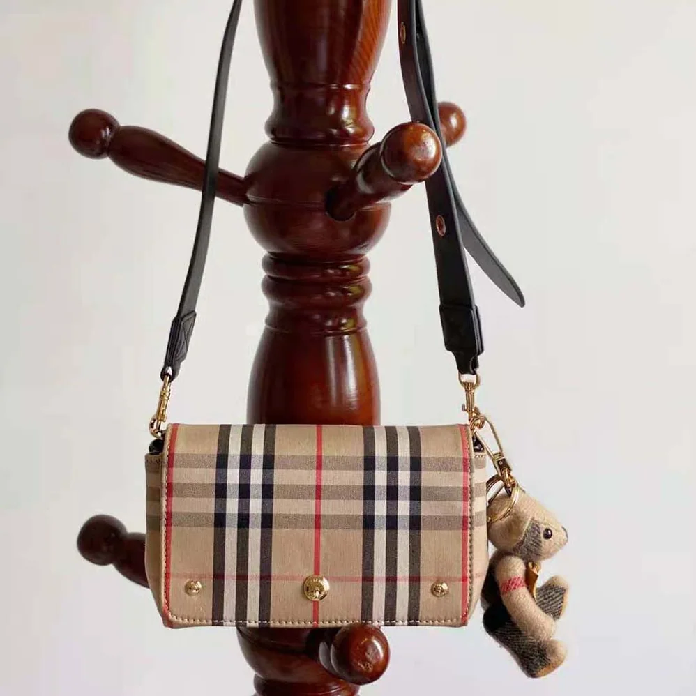 Burberry Small Vintage Check and Leather Crossbody Bag for Women in Brown Burberry Small Vintage Check and Leather Crossbody Bag for Women in Brown
