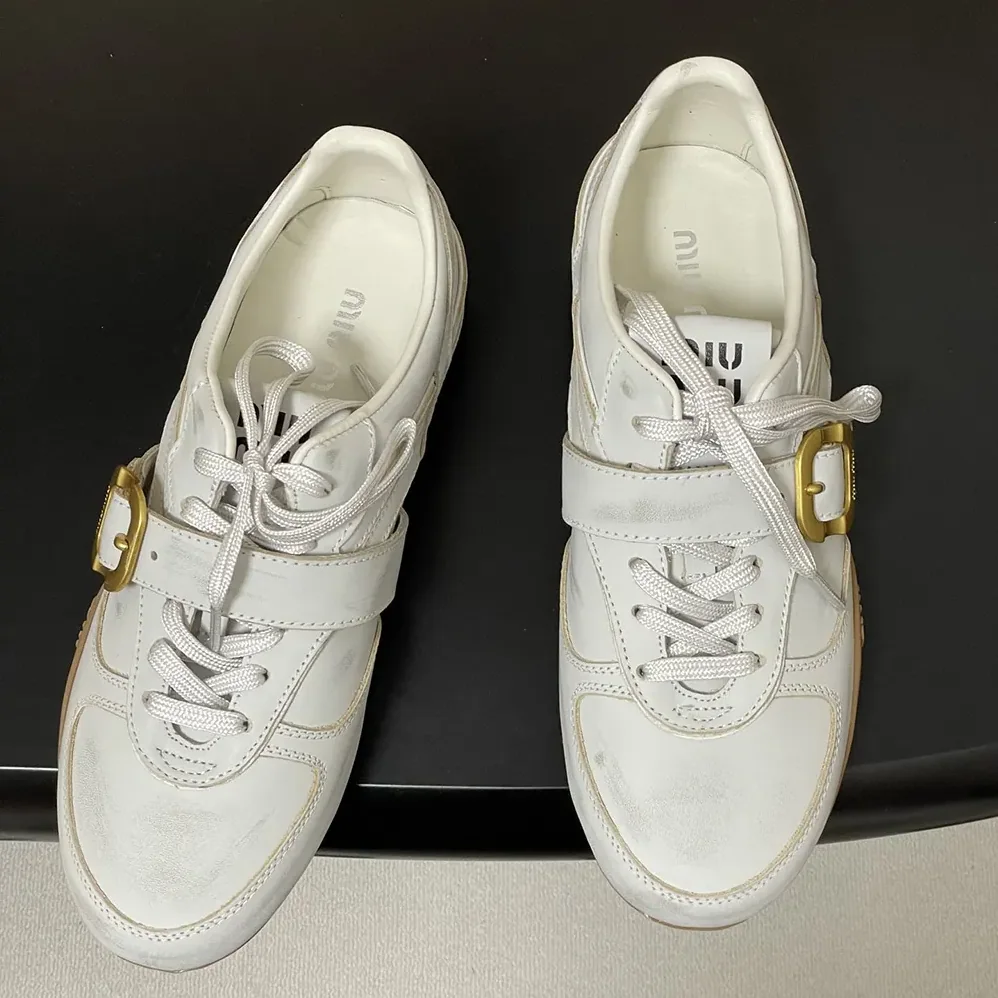 Miu Miu Gymnasium Leather Sneakers With Strap and Buckle for Women