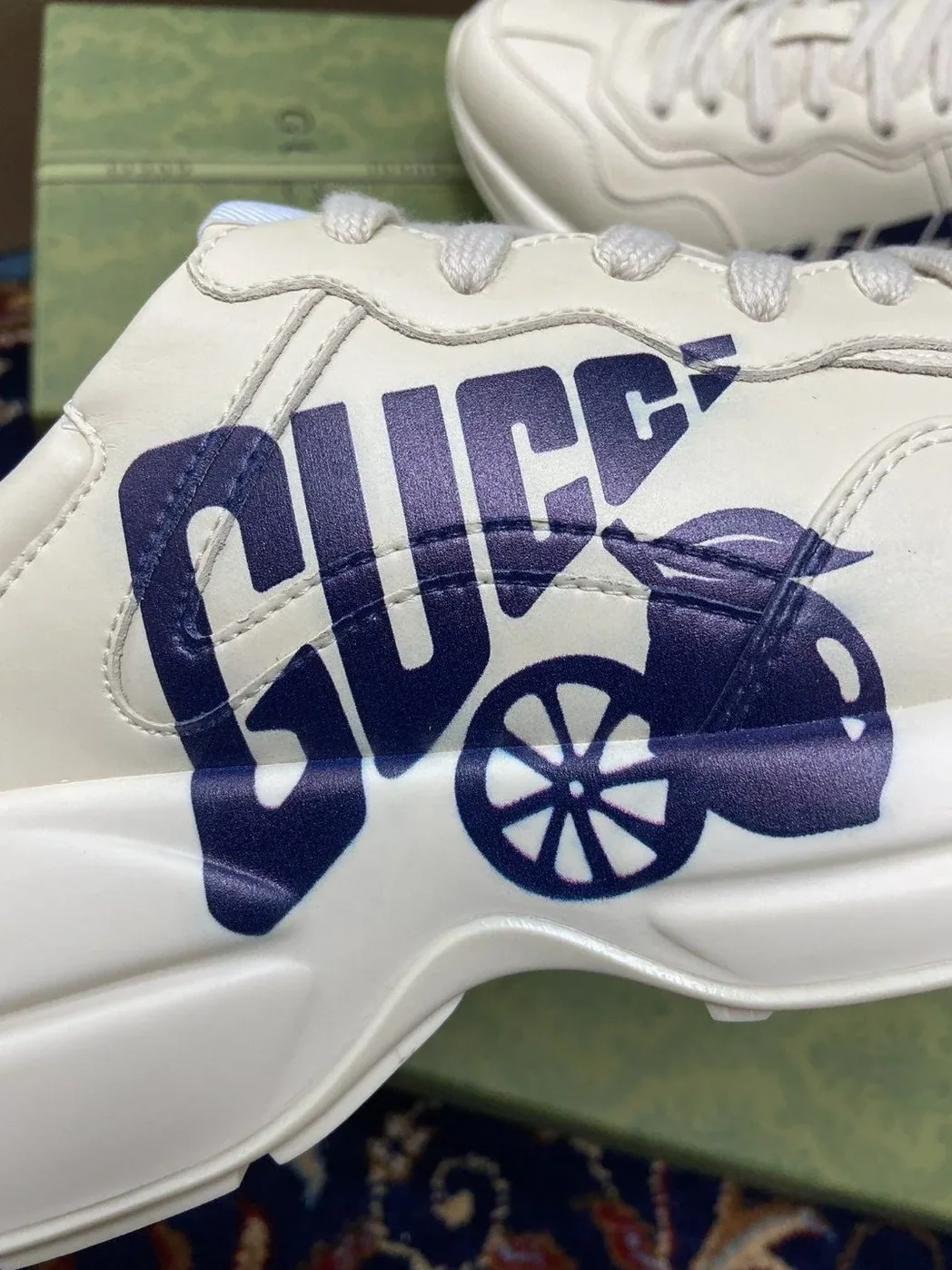 Gucci Rhyton Sneakers With Lemon Gucci White Ivory for Women Gucci Rhyton Sneakers With Lemon Gucci White Ivory for Women