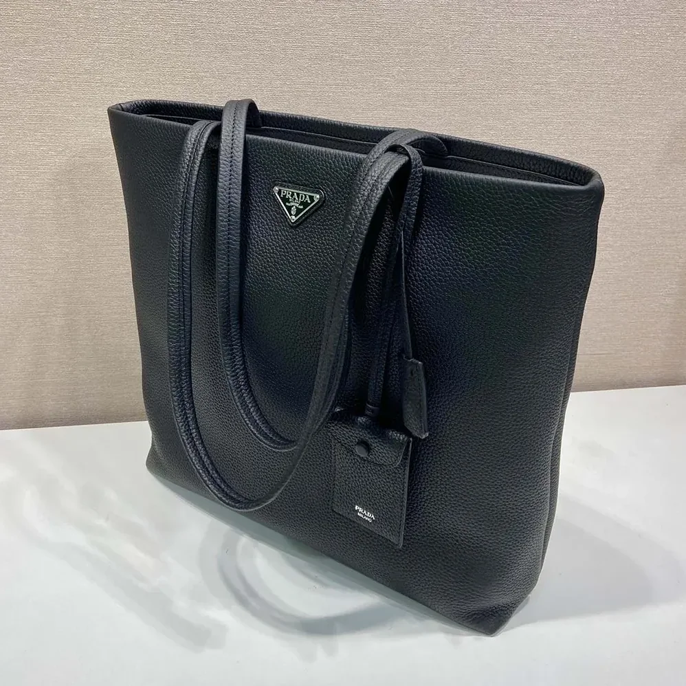 Prada Leather Tote for Unisex in Black Prada Leather Tote for Unisex in Black