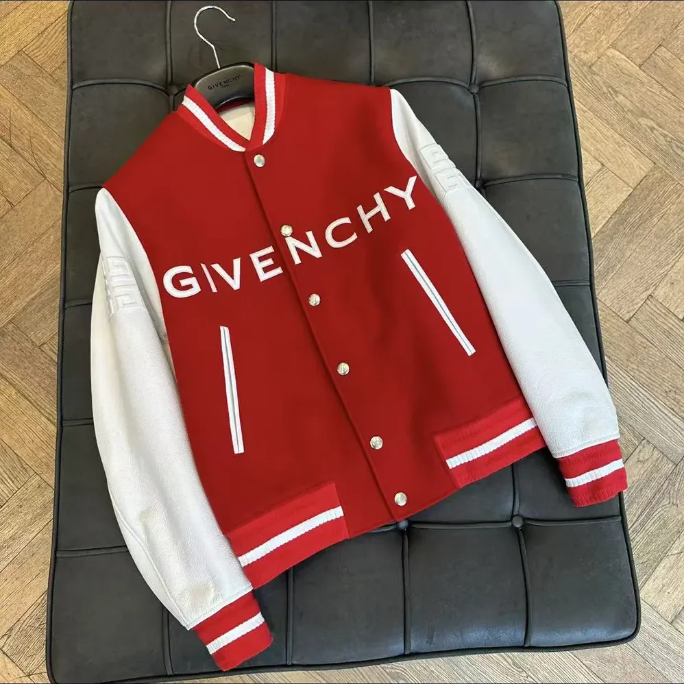 Givenchy GIVENCHY Bomber in Wool and Leather for Men in Red