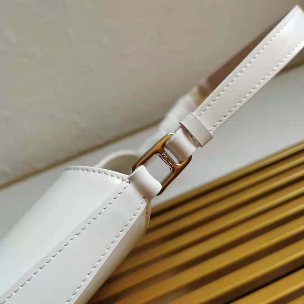 Prada Prada Cleo Brushed Leather Shoulder Bag for Women in White