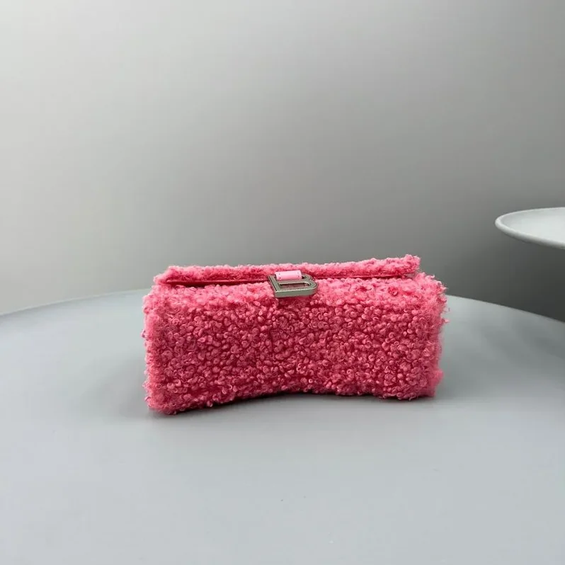Furry Hourglass Small Handbag Black in Grey/Pink / Furry Hourglass Small Handbag Black in Grey/Pink /