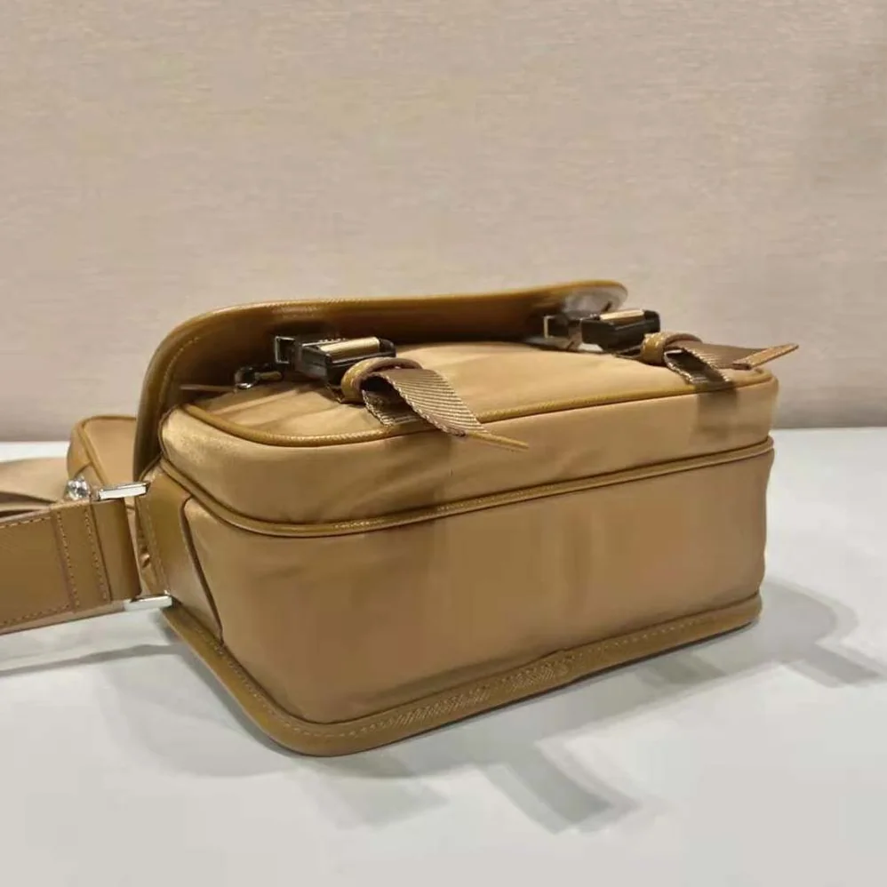 Prada Re-Nylon and Saffiano Leather Shoulder Bag for Men in Brown Prada Re-Nylon and Saffiano Leather Shoulder Bag for Men in Brown