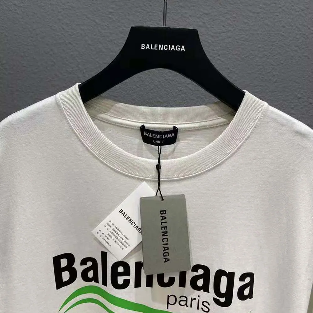 Balenciaga Dry Cleaning Boxy T-Shirt in White and Green Vintage Jersey for Women