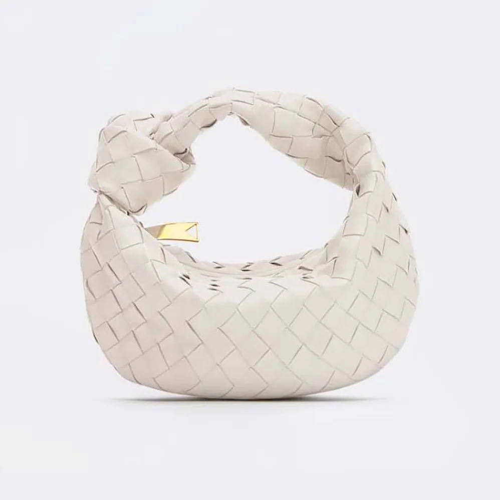 Bottega Veneta Mini Jodie in Lambskin Leather for Women in White Bottega Veneta Mini Jodie in Lambskin Leather for Women in White