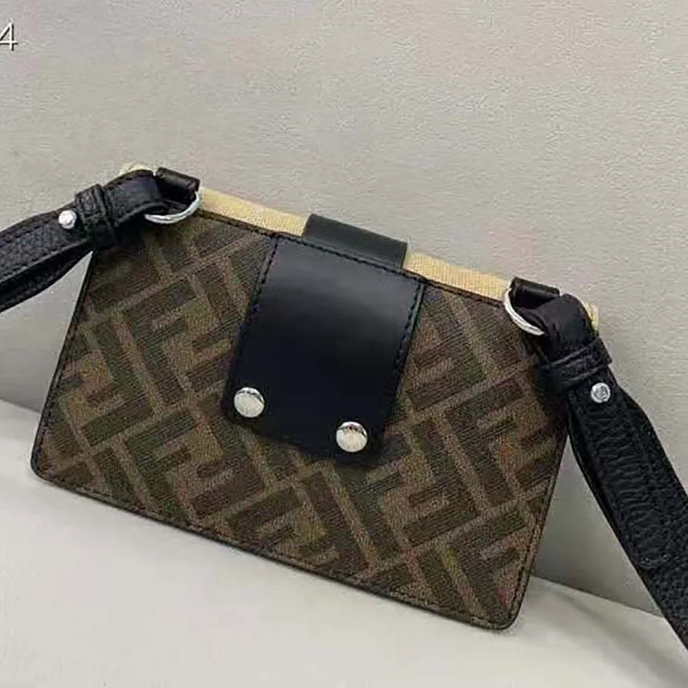 Fendi Baguette Pouch Brown Fabric Bag for Men in Beige