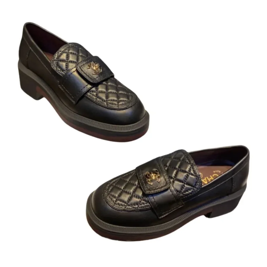 Chanel CC Turn-ock On Trap Heel Loafer Black Chanel CC Turn-ock On Trap Heel Loafer Black