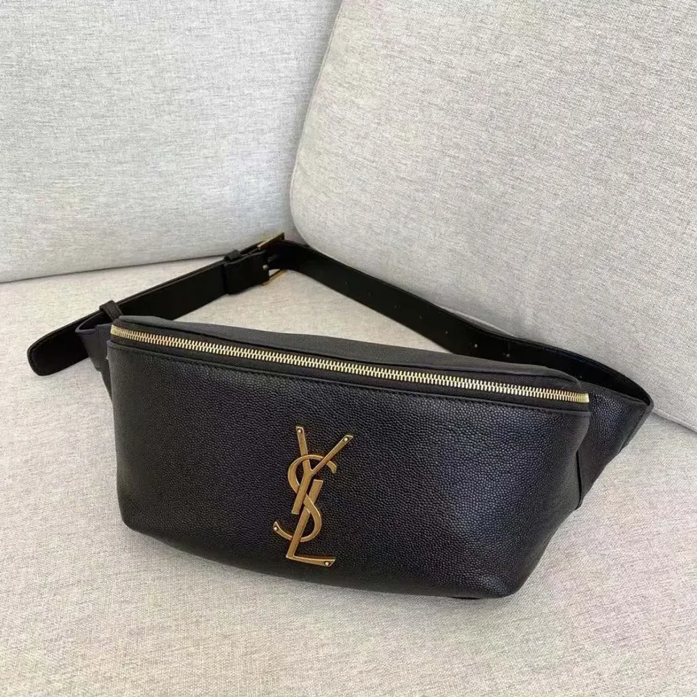 Saint Laurent YSL Cassandre Classic Belt Bag in Shiny Leather for Unisex in Black