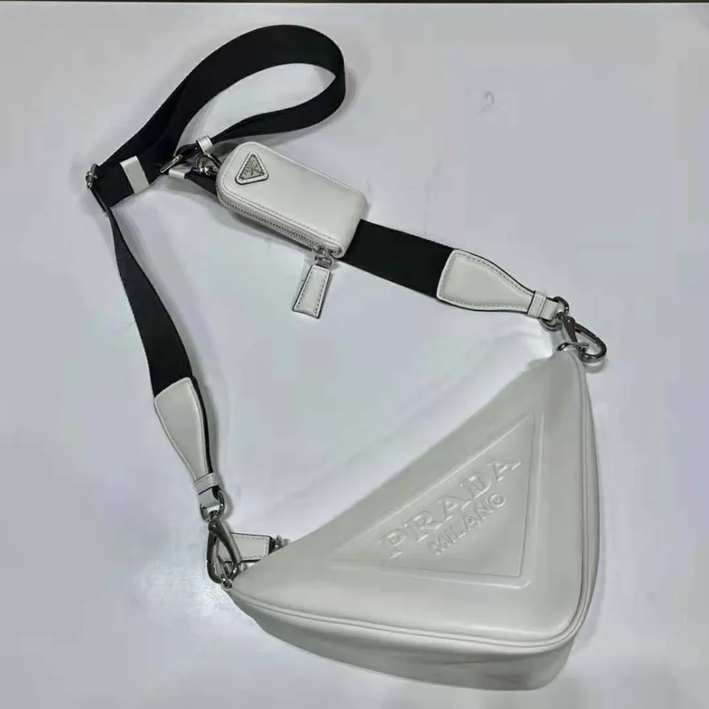 Prada Leather Triangle Shoulder Bag for Women in White