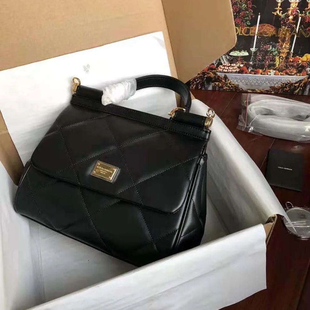 Dolce Gabbana D&G Medium Sicily Bag in Quilted Calfskin for Women in Black Dolce Gabbana D&G Medium Sicily Bag in Quilted Calfskin for Women in Black