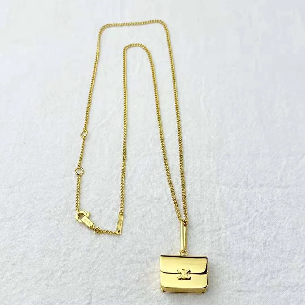 Celine Separables Triomphe Bag Pendant in Brass with Gold Finish for Women