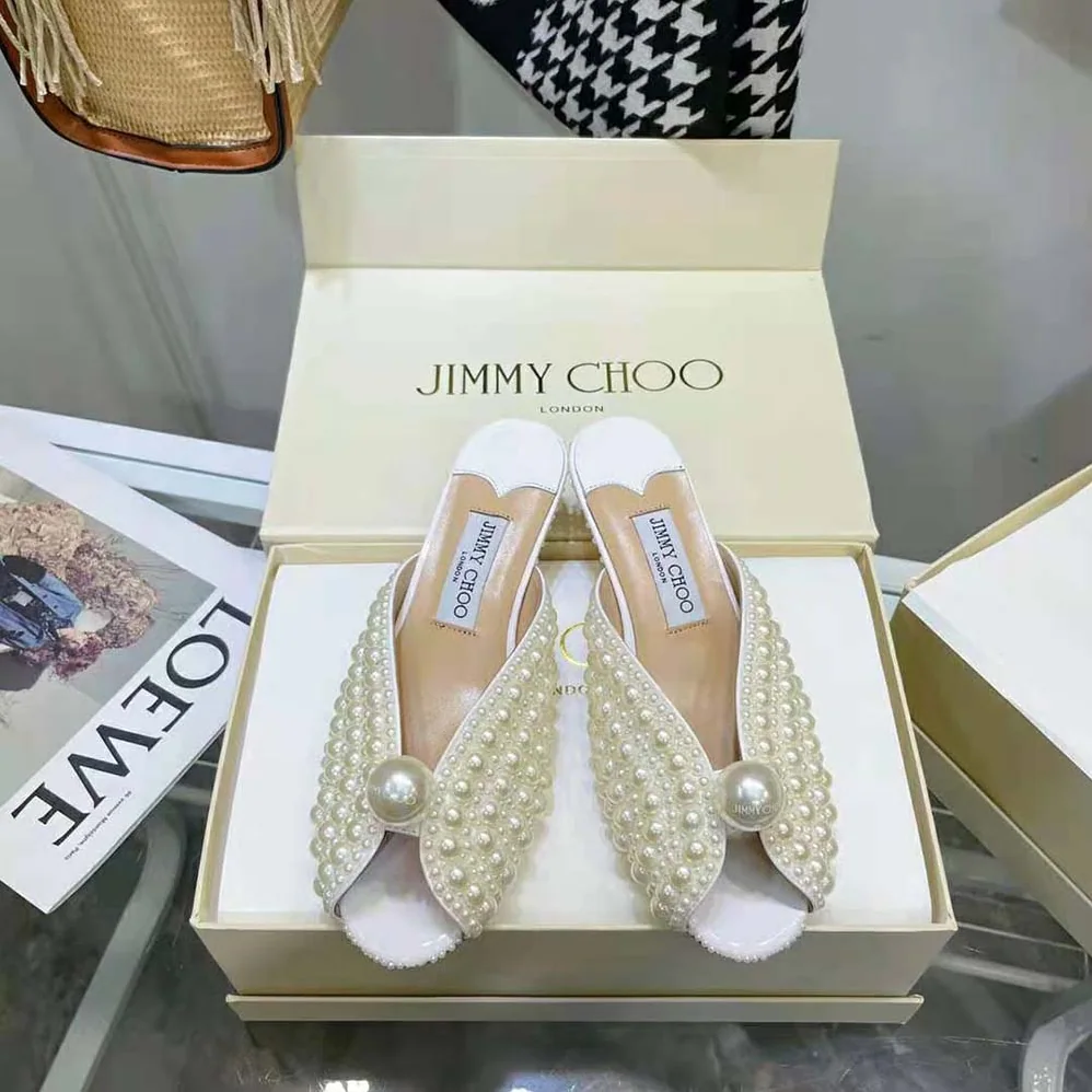 Jimmy Choo Samantha 35 White Satin Mules with All for Women in Over Pearls Jimmy Choo Samantha 35 White Satin Mules with All for Women in Over Pearls