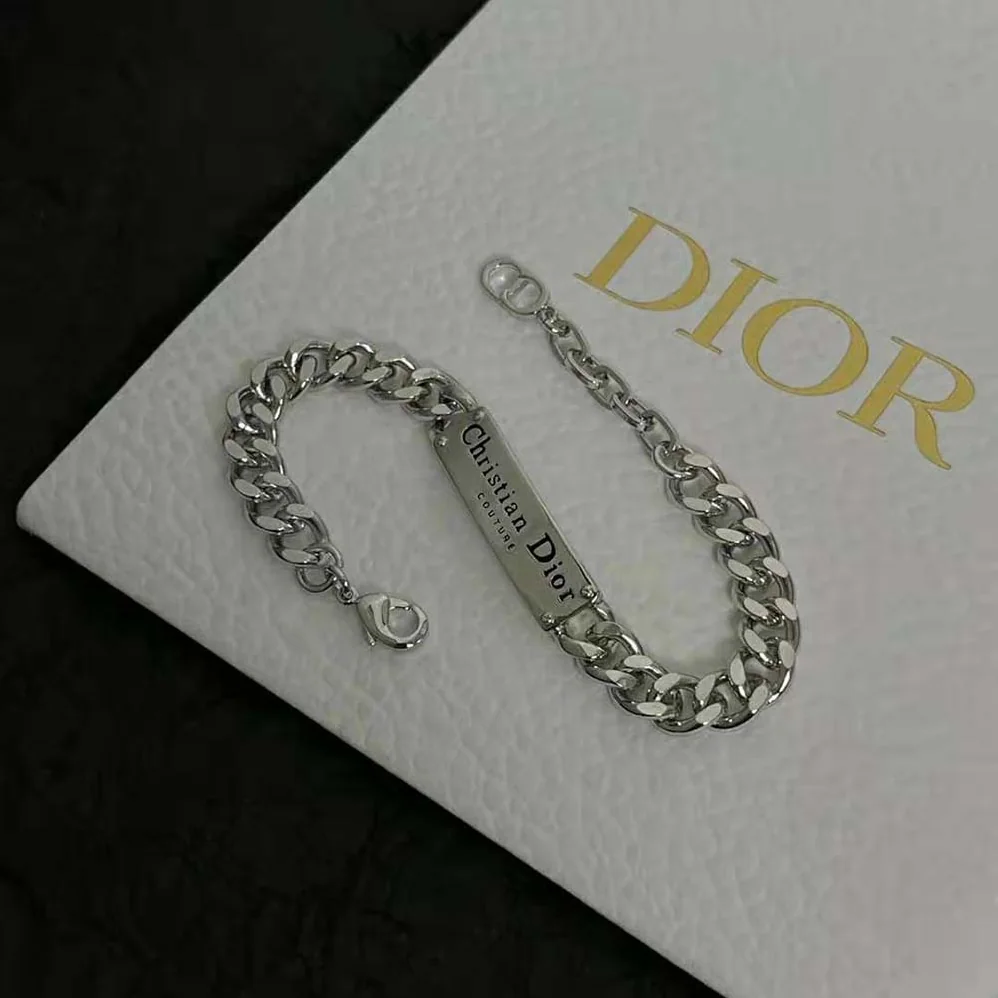 Dior Christian Dior Couture Chain Link Bracelet Silver for Men in Finish Brass