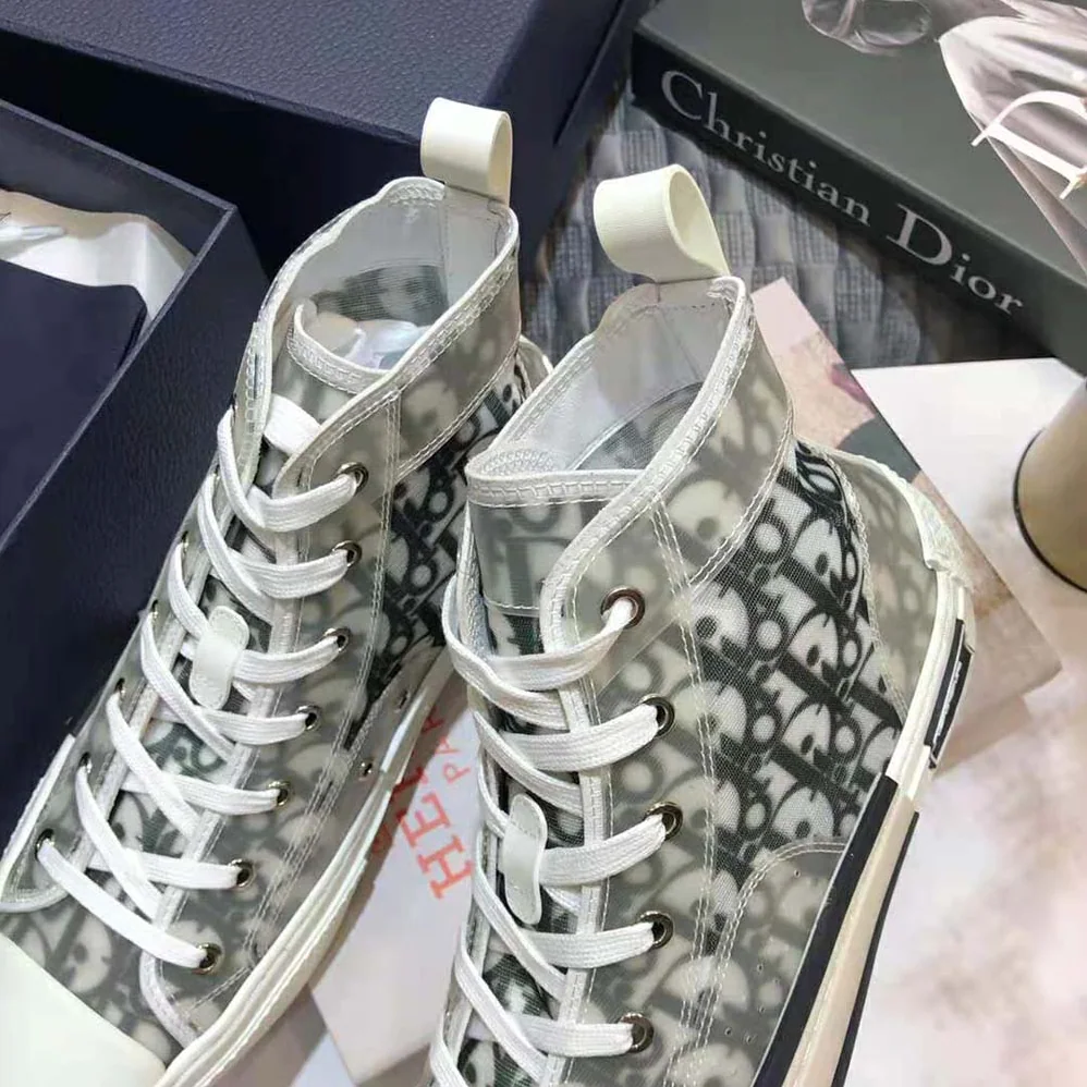Dior B23 High-Top Sneaker White and Black Dior Oblique Canvas for Men