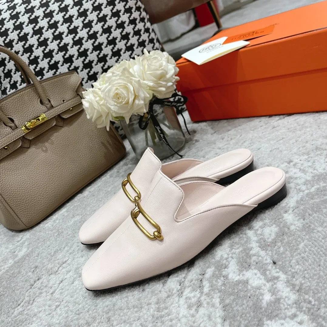 Hermes Esmee Mule Cream