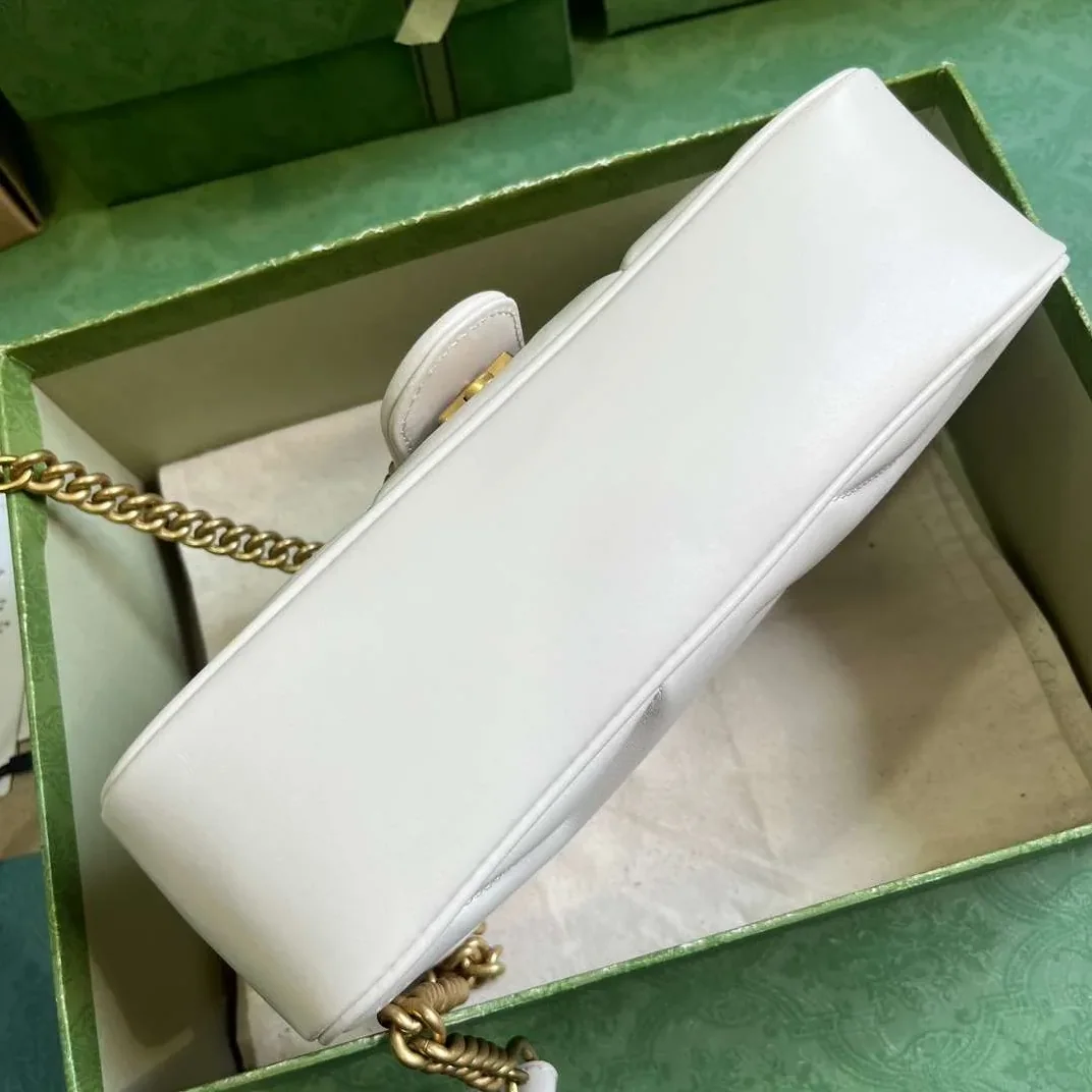 Gucci Marmont Matelasse Mini Shoulder Bag in White Gold Hardware Gucci Marmont Matelasse Mini Shoulder Bag in White Gold Hardware