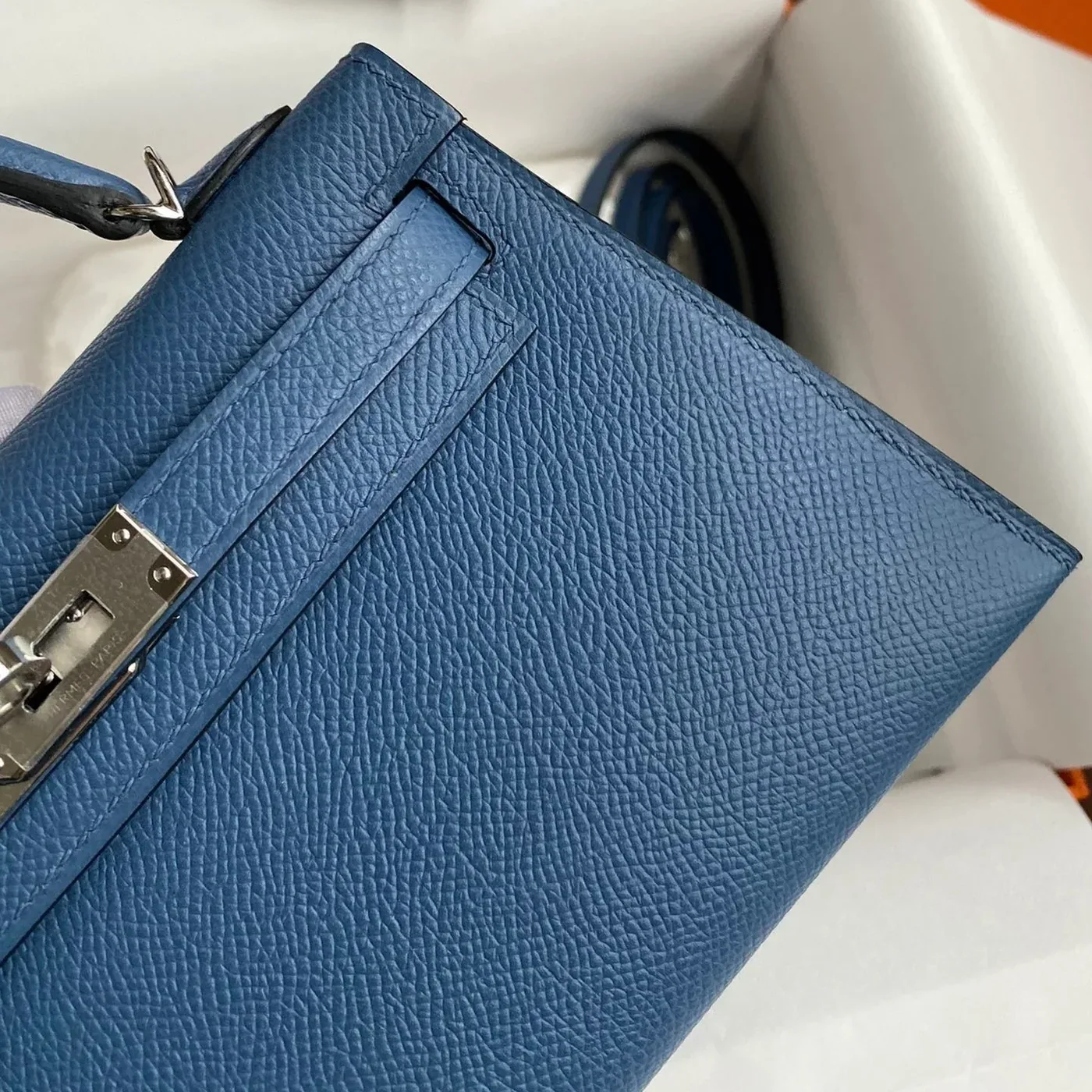 Hermes Kelly Mini Top Handle Bag in Navy Epsom Palladium Hardware Hermes Kelly Mini Top Handle Bag in Navy Epsom Palladium Hardware